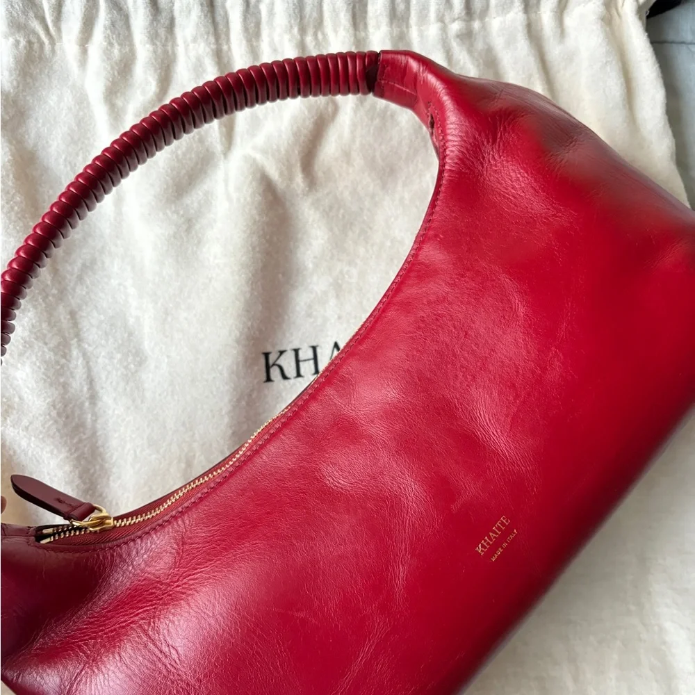 KHAITE Remi Red Leather Shoulder Bag - Picture 1 of 6